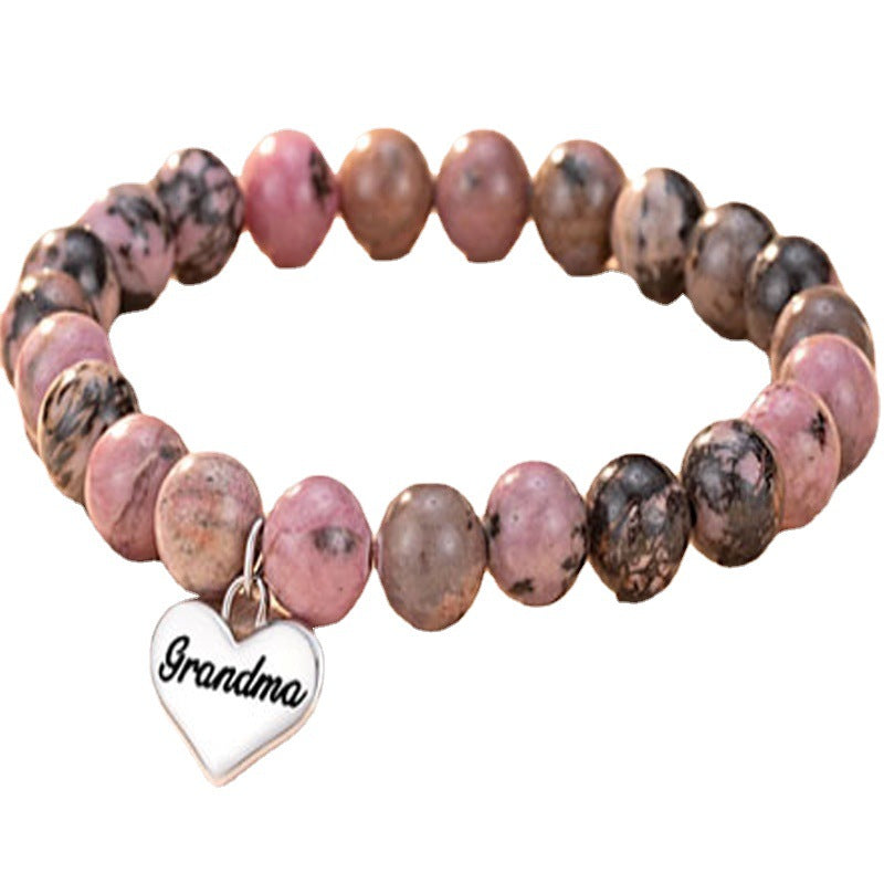 Brazalete de cuentas hechas a mano de corazón rosa rosa rosa al por mayor